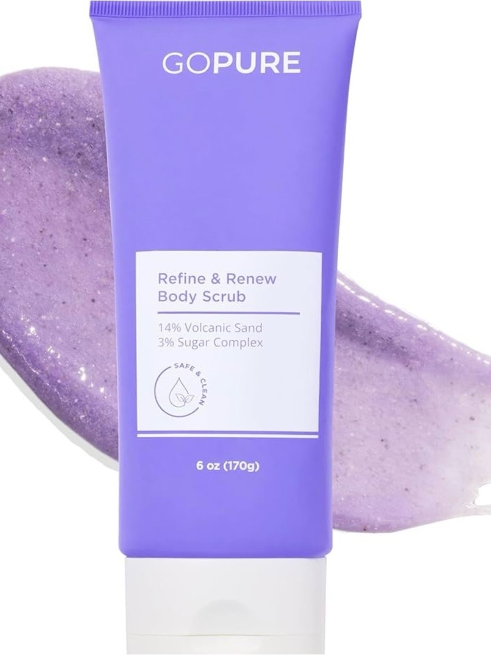 GoPure Refine & Renew Body Scrub 6 oz | Volcanic Sand Exfoliating Body Scrub